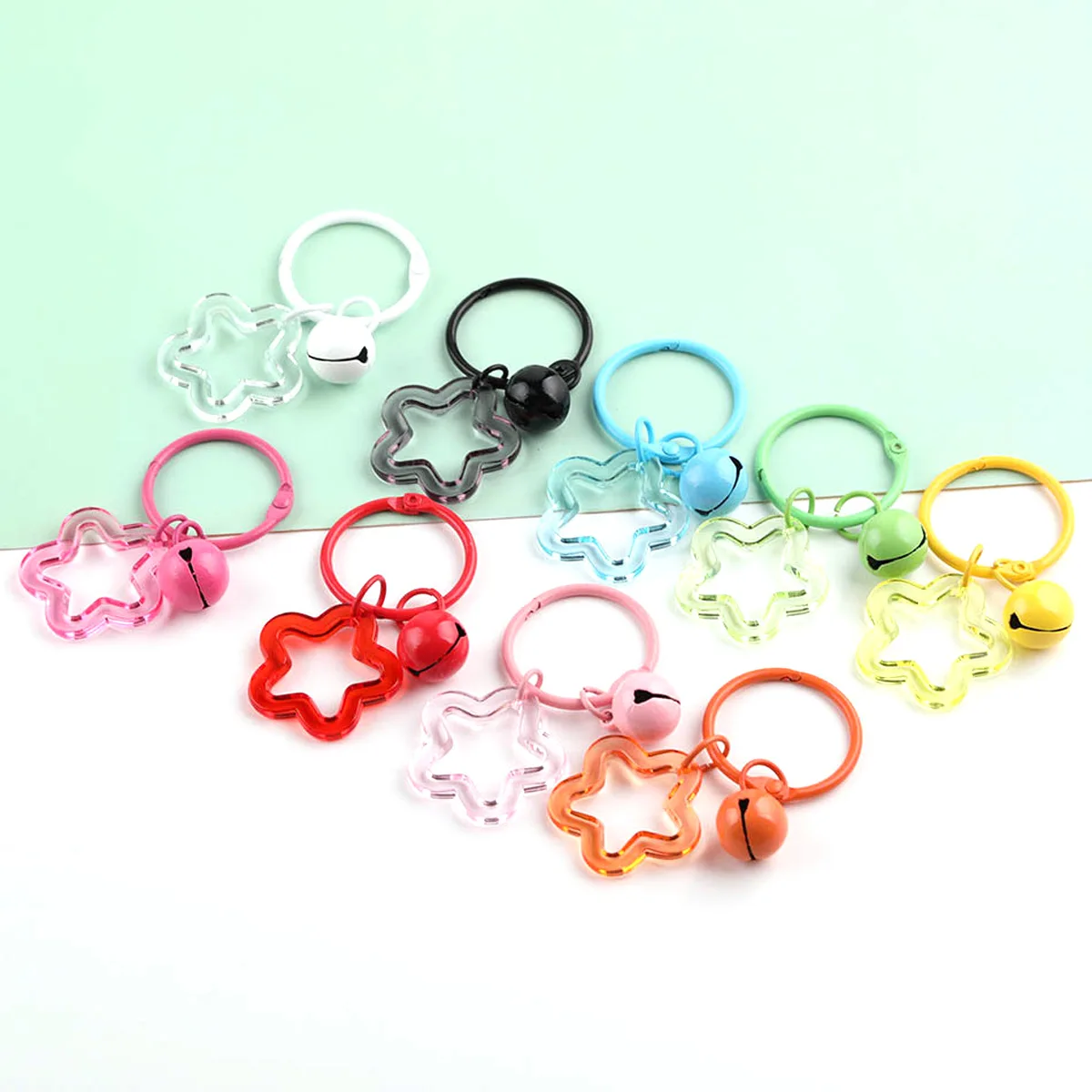 Bunte Hakenverschlüsse, Clips, Glocke, Acryl, Blume, klassisch, für Schlüsselanhänger, Tasche, Schmuck, DIY, 55 x 30 mm – Detail 2