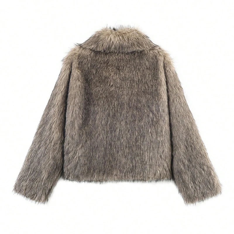 ZADORIN Fluffy Faux Fox Fur Coat Women Chic Gradient Square Collar Loose Short Fur Jacket Autumn Winter Warm Female Outerwear