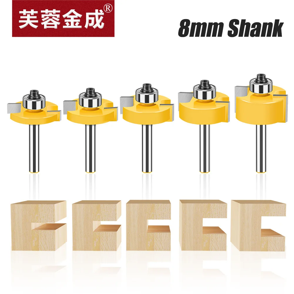 8-handle double-edged Ball T-cutter Bearing Slotting Cutter Set For Inch Wood Milling Cutter T-notched Cutter