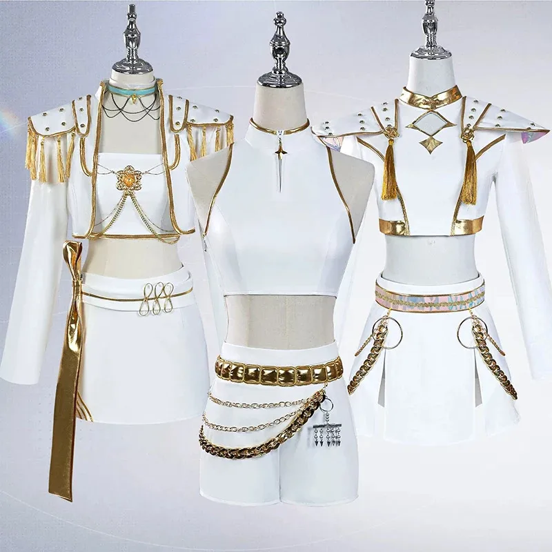 

l2025l New Rumi Mira Zoey White Singing Suit Women Girls Halloween Party Role Playing Outfit Cosplay Costume Wig for Adult Child