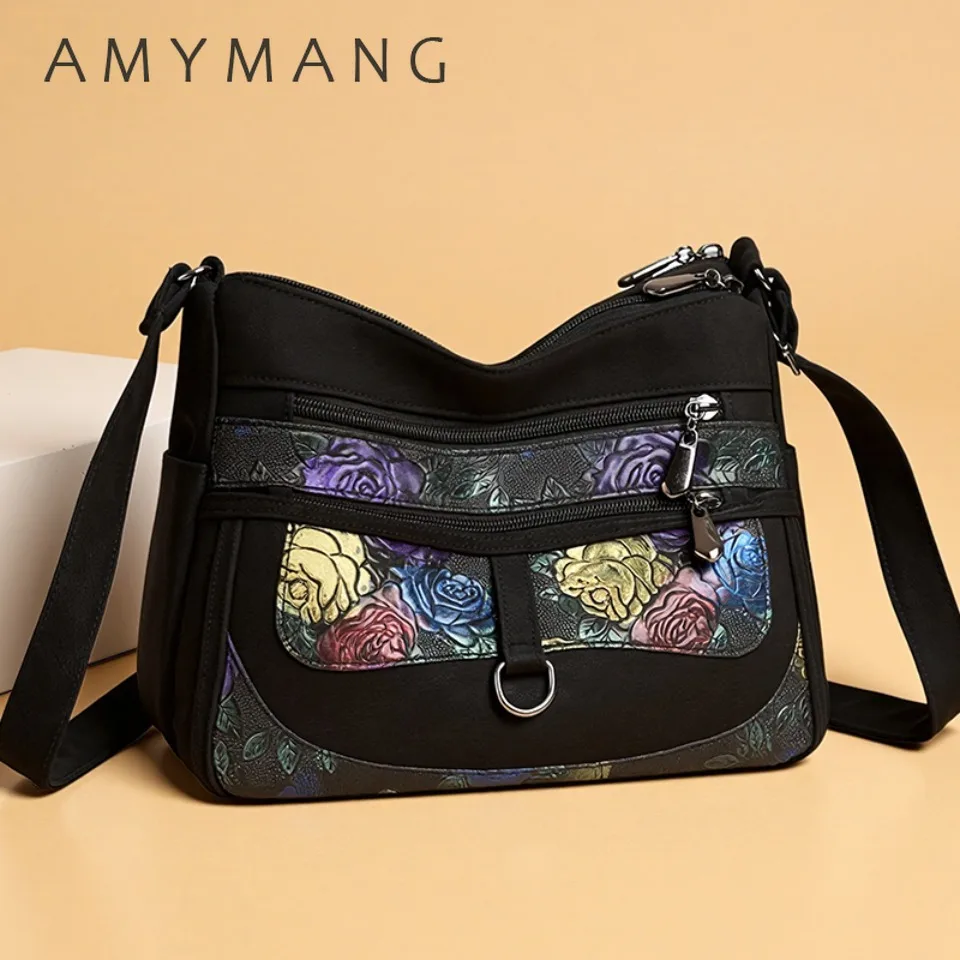

Women's Floral Embroidery Shoulder Bag Multi-zipper Casual Crossbody Bag Lightweight for Daily Shopping Dating Outing