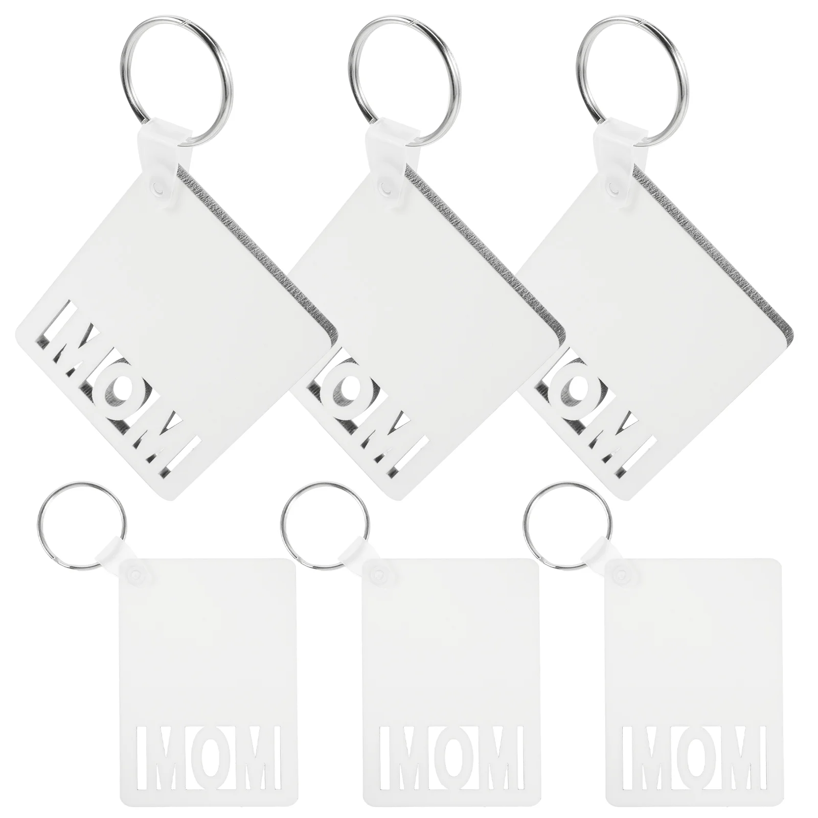 6 Pcs Keyring Mother's Day Keychain Sublimation Blanks Bulk Mom Sign Badge White Miss