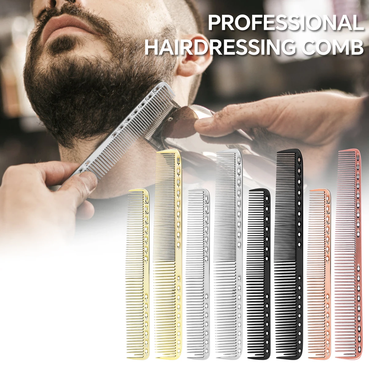 

2PCS Space Aluminum Hair Comb Anti-Static, Ultra Smooth Professional Barber Comb for Styling, Cutting, Dyeing (Salon & Home)