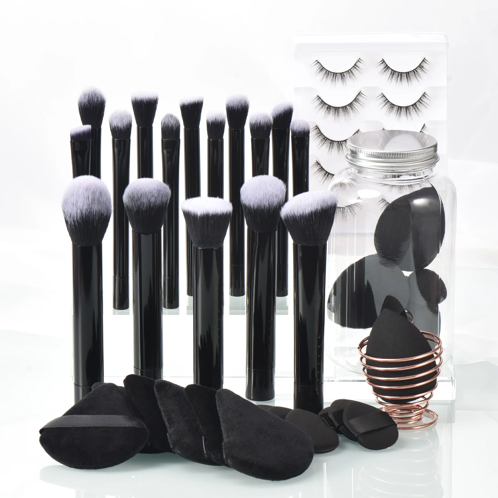 Black  makeup brush quality synthetic foundation brush Makeup sponge Makeup puff professional makeup tool set