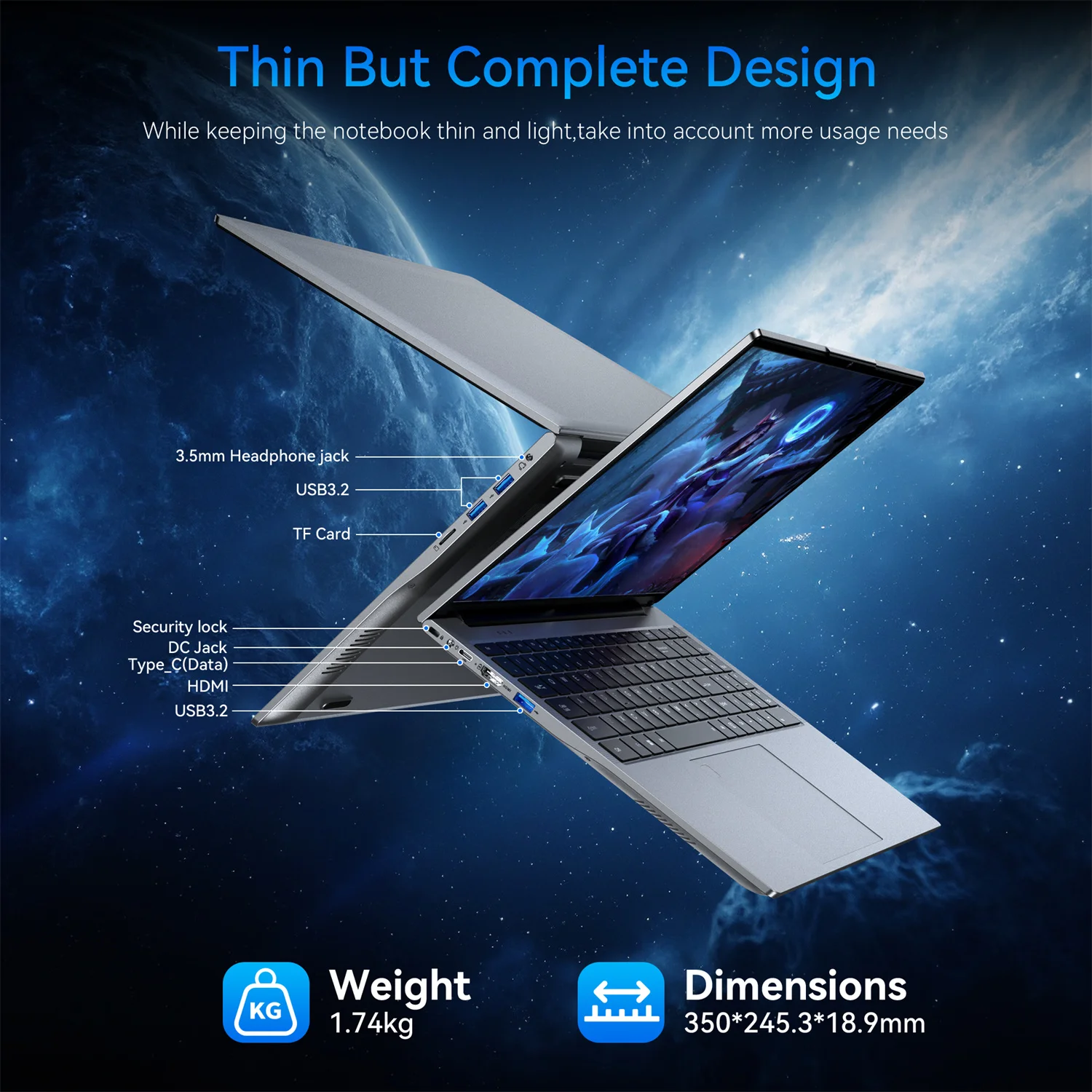 ACEMAGIC 16" Ultra Slim Laptop 16GB RAM 512GB SSD Intel N97 Notebook Gamer 1920*1080 Display Office Study Computer PC Windows 11