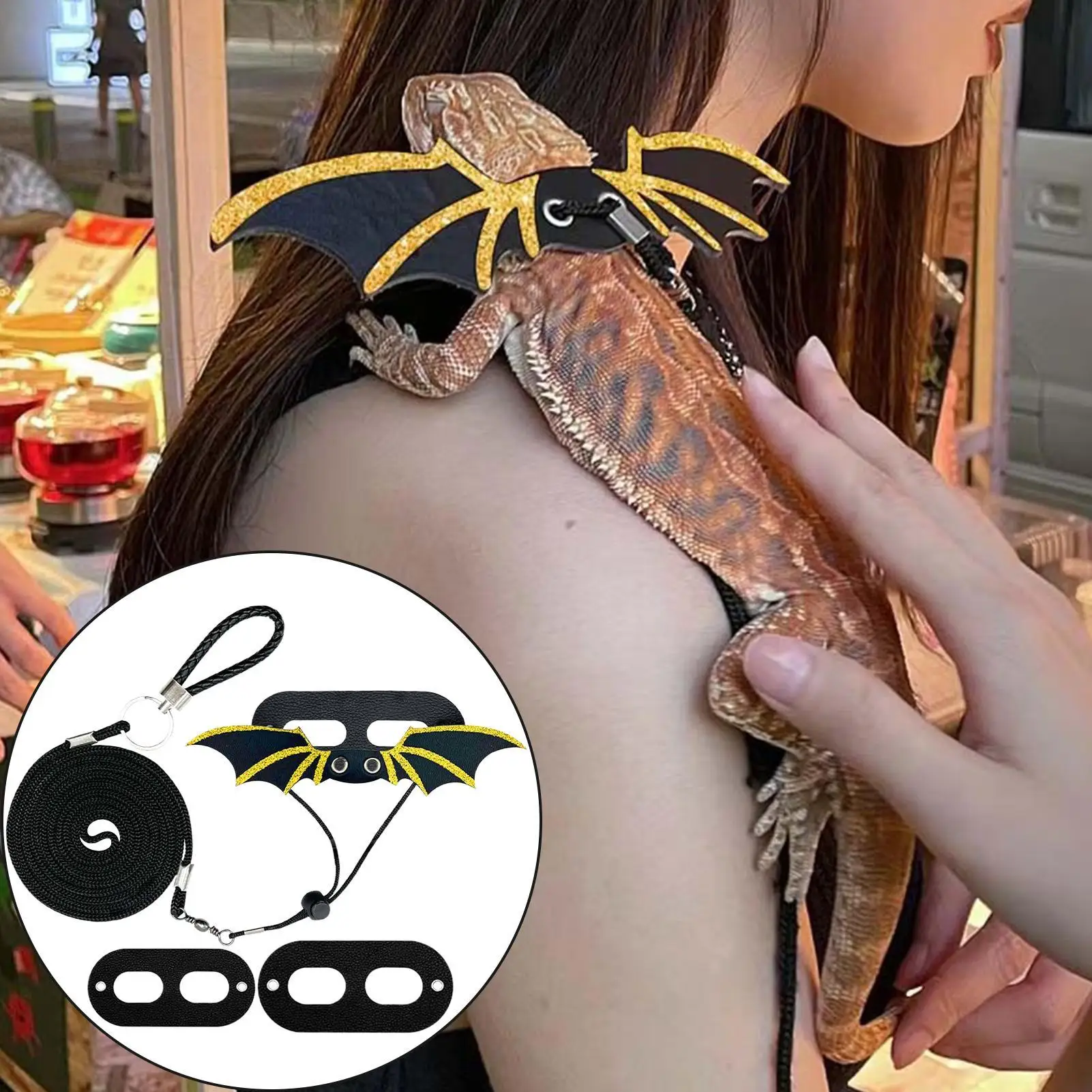 Lizard Harness Bearded Dragon Cord And Harness Set Reptile Rope Escape Proof Traction Accessories For Training Turtle Hamster