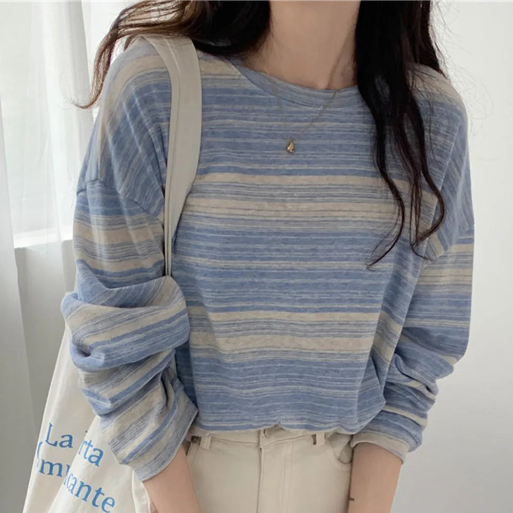 Casual Wear Loose Fit Top Long Sleeve Casual Tops For Women Loose Fit T Shirt Vacation Attire Various Color Options