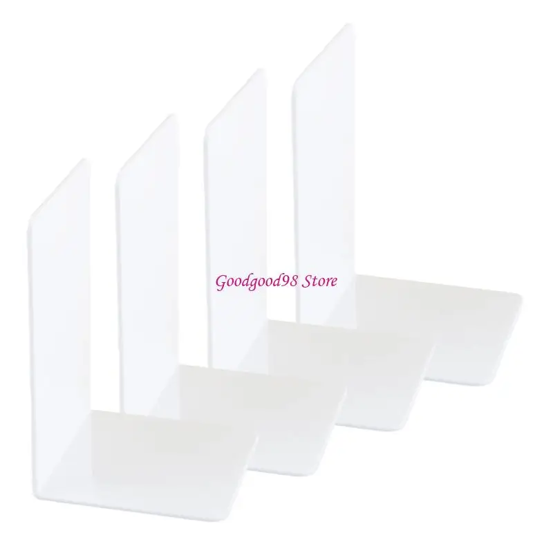 4 Pcs Bookends Book Stoppers Acrylic Bookends Color Bookends for Books