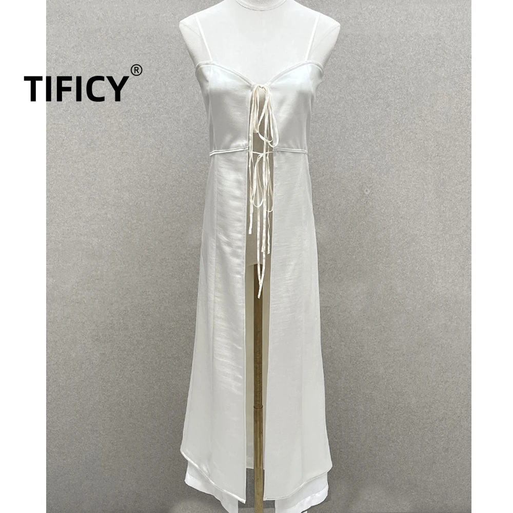 

TIFICY High Street Long Camis Tanks Women's Double Layered Lace Up Camisole Top Summer New Long Casual Blouses Shirts Top