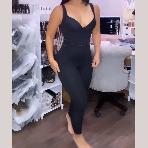 Imagen 2 del producto Ropa moldeadora de cuerpo completo sin costuras, moldeador de cuerpo con Control de barriga y busto abierto, mono ajustado, ropa interior moldeadora adelgazante, fajas