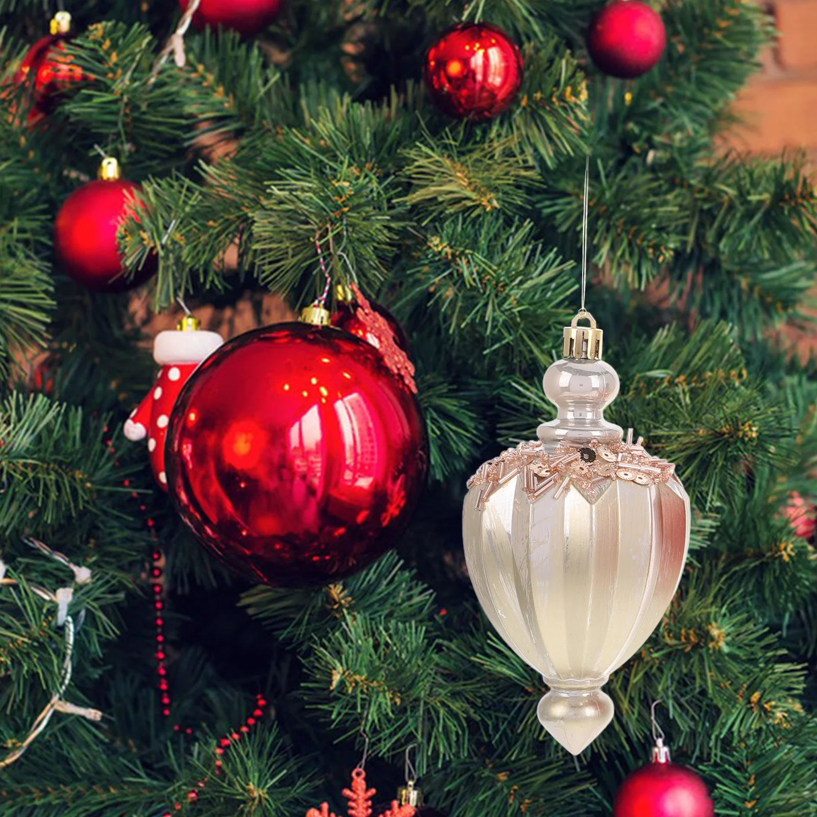 

5Pcs Unique Water Drop Spiral Christmas Ornaments Plastic Tree Hanging Decorations Festive Holiday Tree Ball Ornaments Set