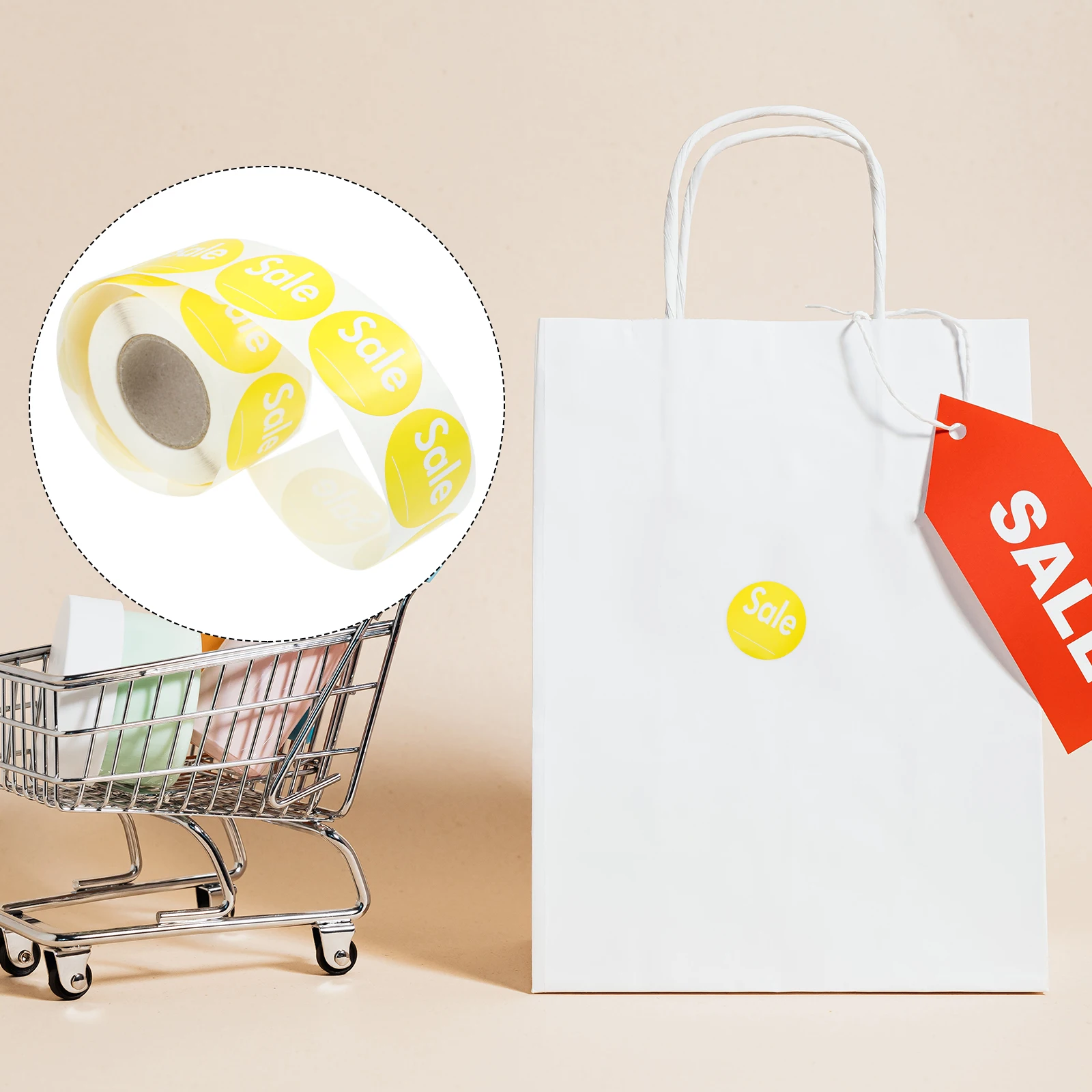 

2 Rolls Round Removable Sticker Sale Tickets Signs for Retail Store Printed Labels Marking Self-adhesive Paper