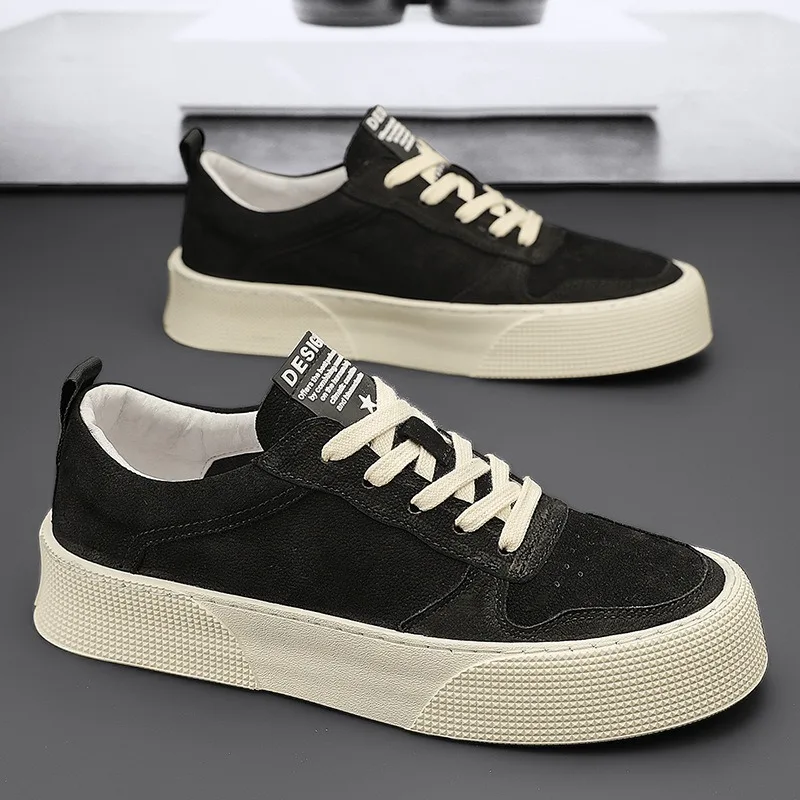 Men\'s Shoes 2023 Autumn Breathable Casual Leather Shoes Versatile Shoes Thick Sole Sports Platform Sneakers Zapatos para mujeres