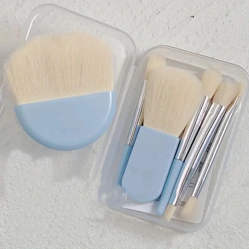 6 pçs mini pincéis de maquiagem conjunto com caixa portátil cosméticos pó fundação blush mistura corretivo compõem pincéis ferramenta de maquiagem