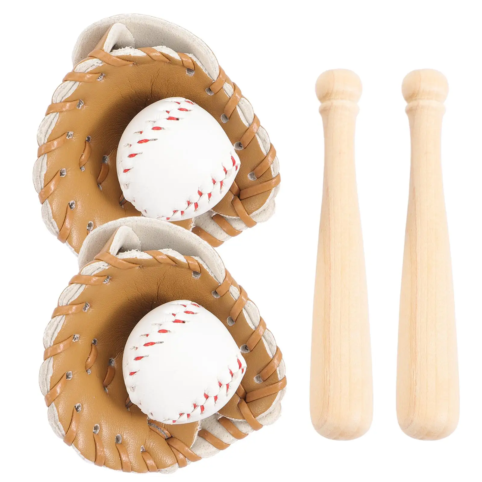 

Mini Baseball Kit Softball Cover Toy Bat Decor Gloves Baby 2 Sets Key Chains Materials Keychain Supply Bag Decoration