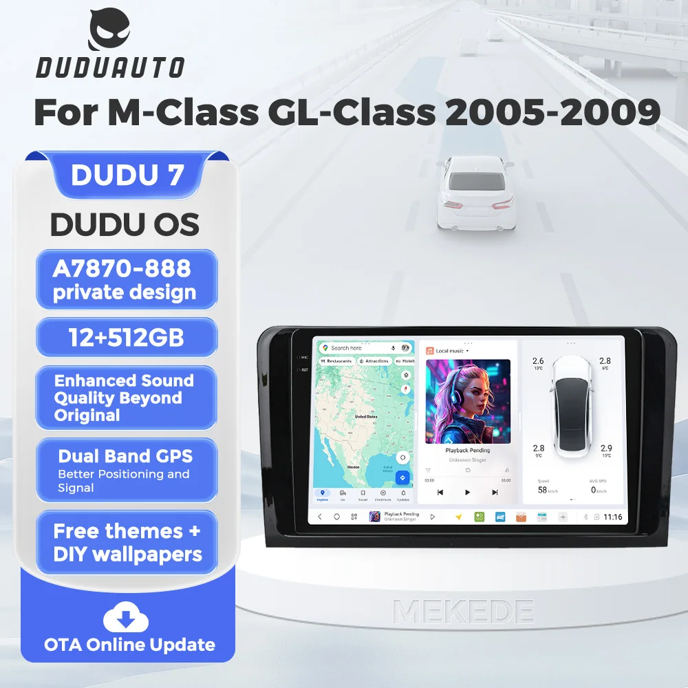 DUDUAUTO AKM7739 DSP Android auto car play For Mercedes Benz M CLASS ML W164 X164 ML350 ML300 GL500 ML320 ML280 GL350 GL450 BT