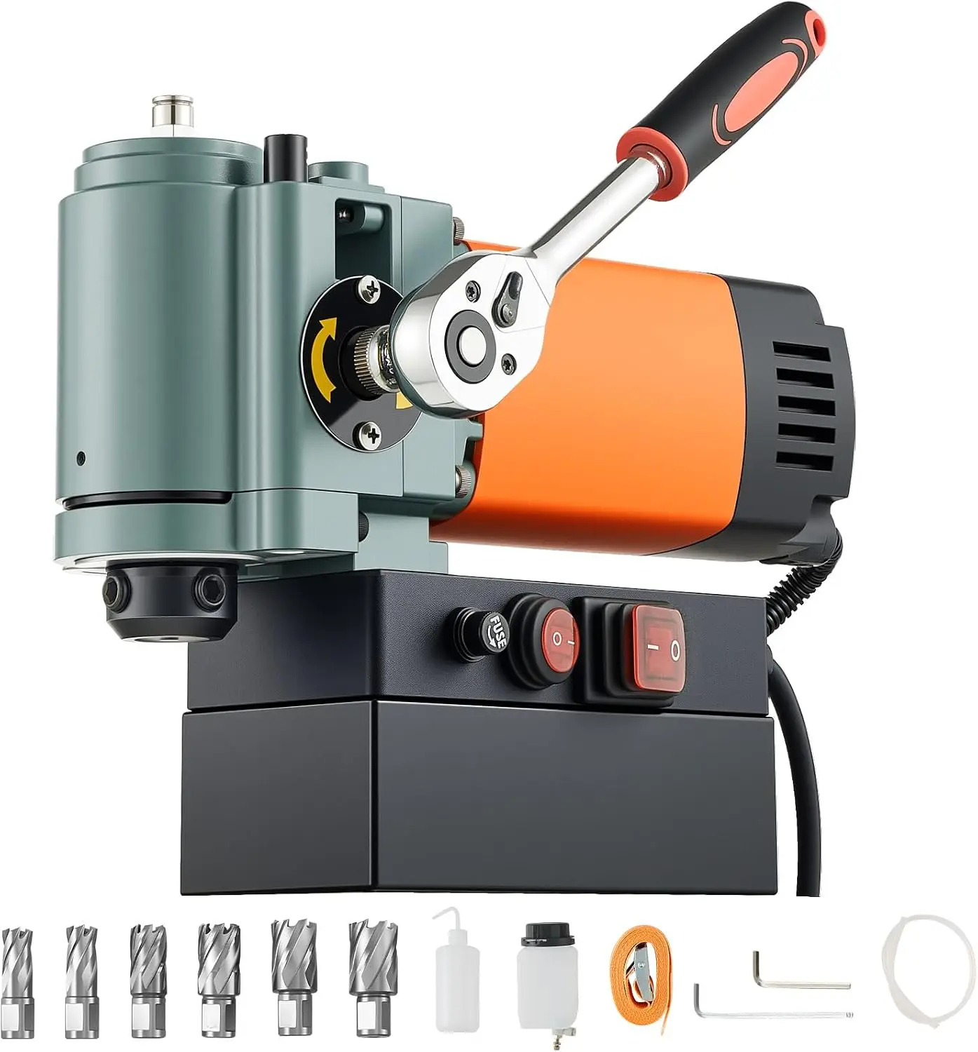 Low Profile Magnetic Drill Press, 1300 W, 1.4 in Boring Diameter, 2248 lbf Power Portable Mag Drill Press, 650RPM Speed, with We