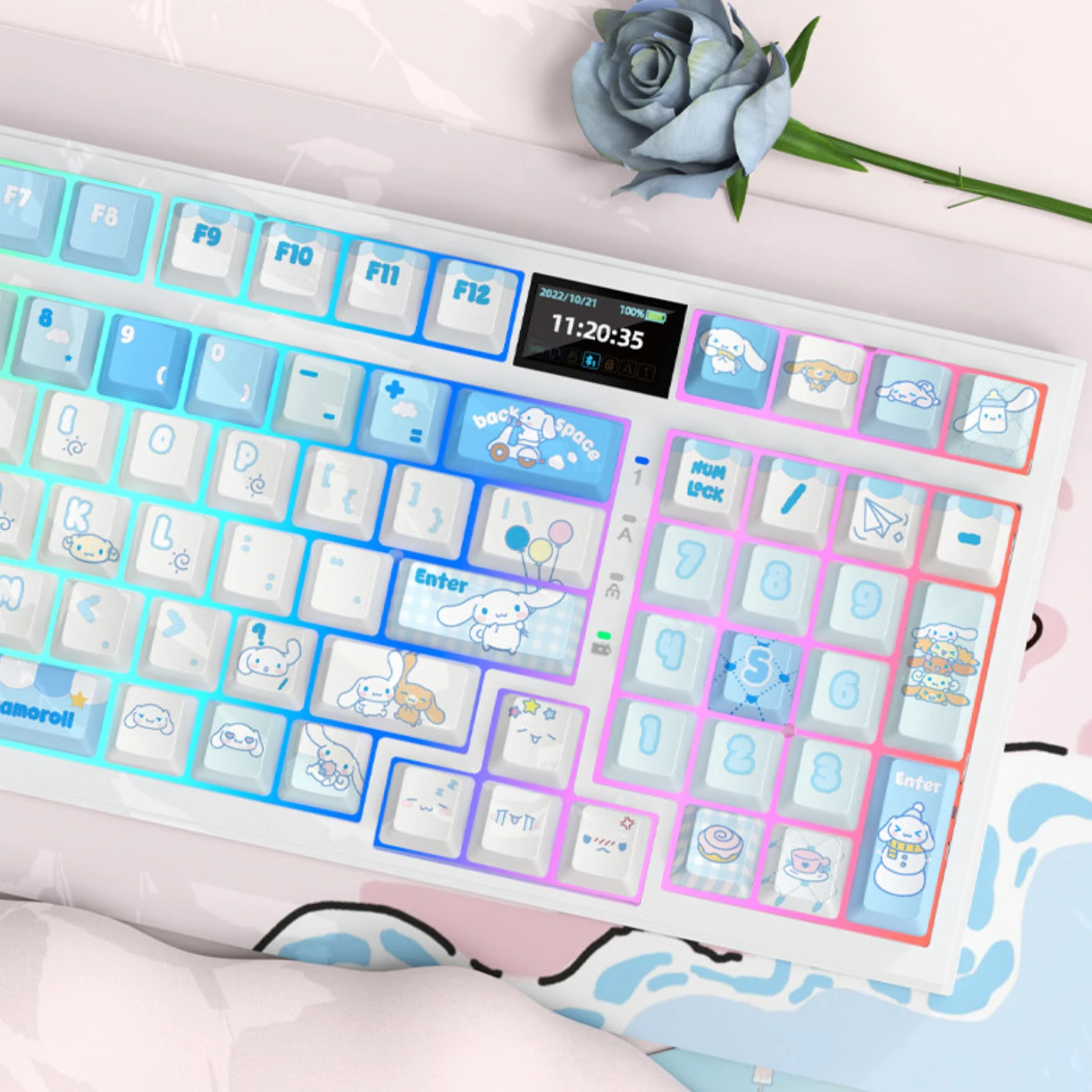 Kawaii Anime Sanrio Cinnamoroll Keycap Set PBT Sublimation MOA Cherry Profile Custom MX Switches Mechanical Keyboard Key Cap