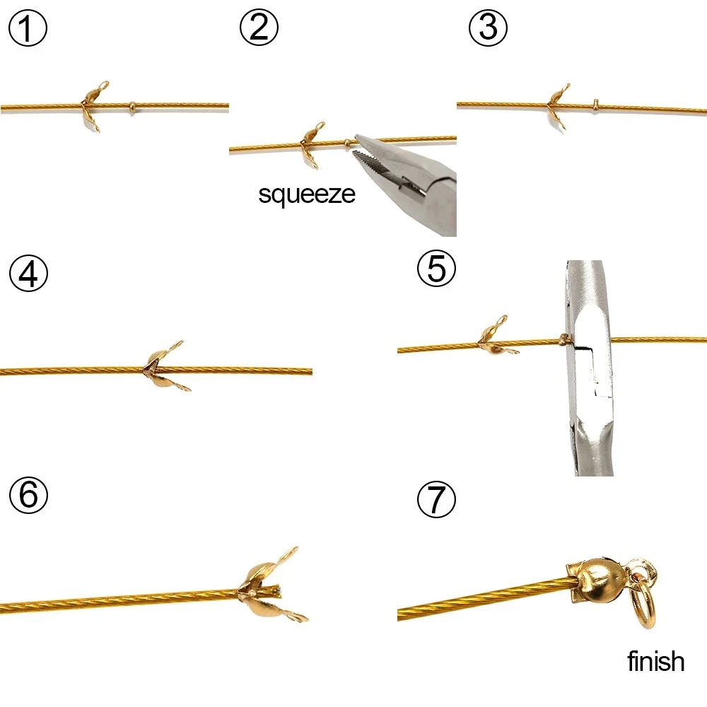 Cuentas de extremo de engarce de bolas de acero inoxidable, 100 piezas, diámetro 1,5/2/2.5/3/3.5/4mm, espaciador de tope, suministros para