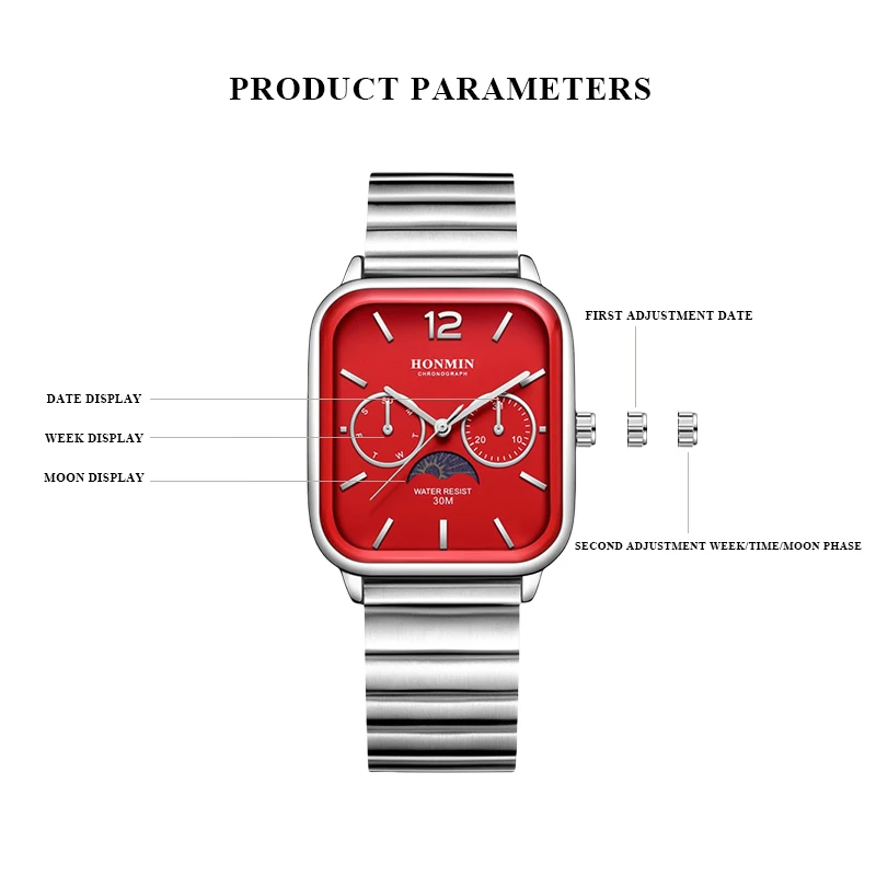 Роскошные женские часы, водонепроницаемые часы, женские кварцевые наручные часы, квадратные дамские часы с лунным свечением, женские часы в подарок для девушек, Прямая поставка