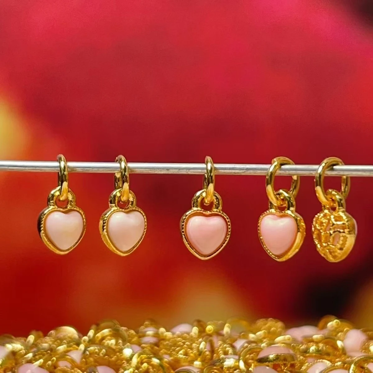 5 teile/paket 5x7mm Rosa Naturstein Herzförmige Charms für Schmuck Machen Liefert DIY Halskette Armband Zubehör großhandel