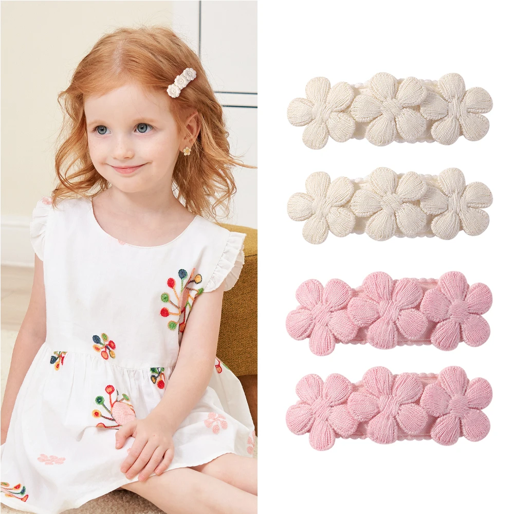 2 teile/satz Süße Stickerei Floral Haar Clips Mädchen Vintage Weiße Blume Haarnadeln Kinder BB Barrettes Baby Kinder Haar Zubehör