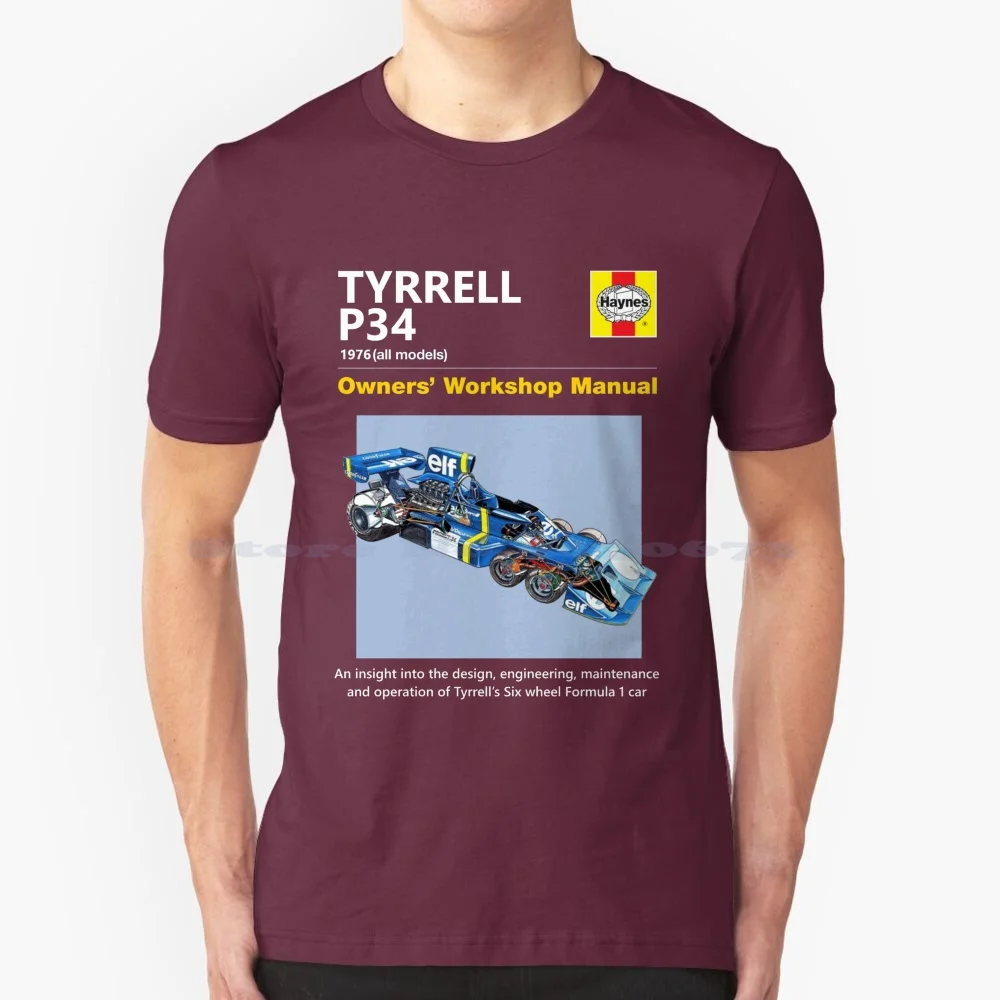 Tyrrell P34 T Shirt 100% Cotton Tee Tyrrell Senna Hamilton Schumacher Alonso