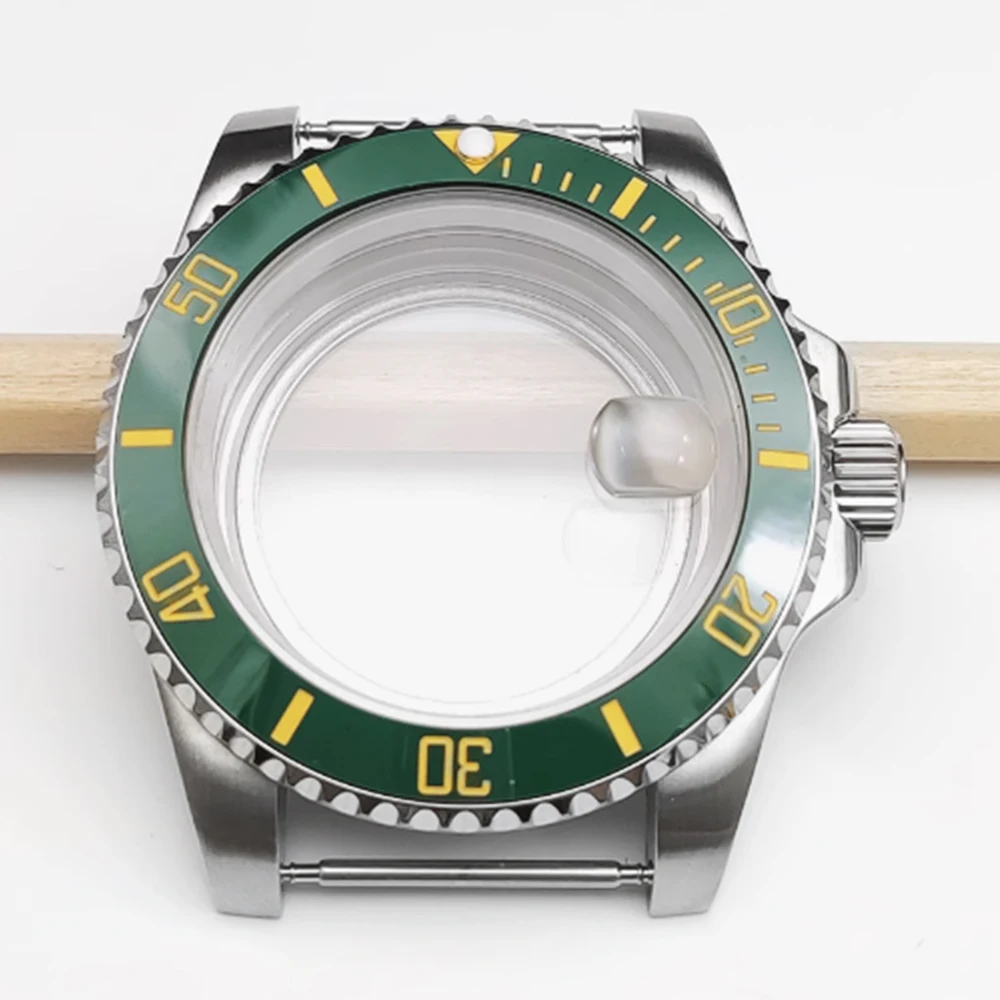 40mm Retro Watch  Case+Strap Fit NH35/36 8215 Automatic Movement 28.5mm Dial Watch Parts Transparent Back