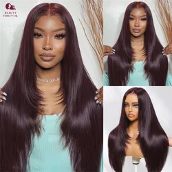 Beautyforever Black Cherry Layered Straight Human Hair Wig Wig Bye Bye Knots 7x5 Glueless Wig Pre plucked Ready to Wear