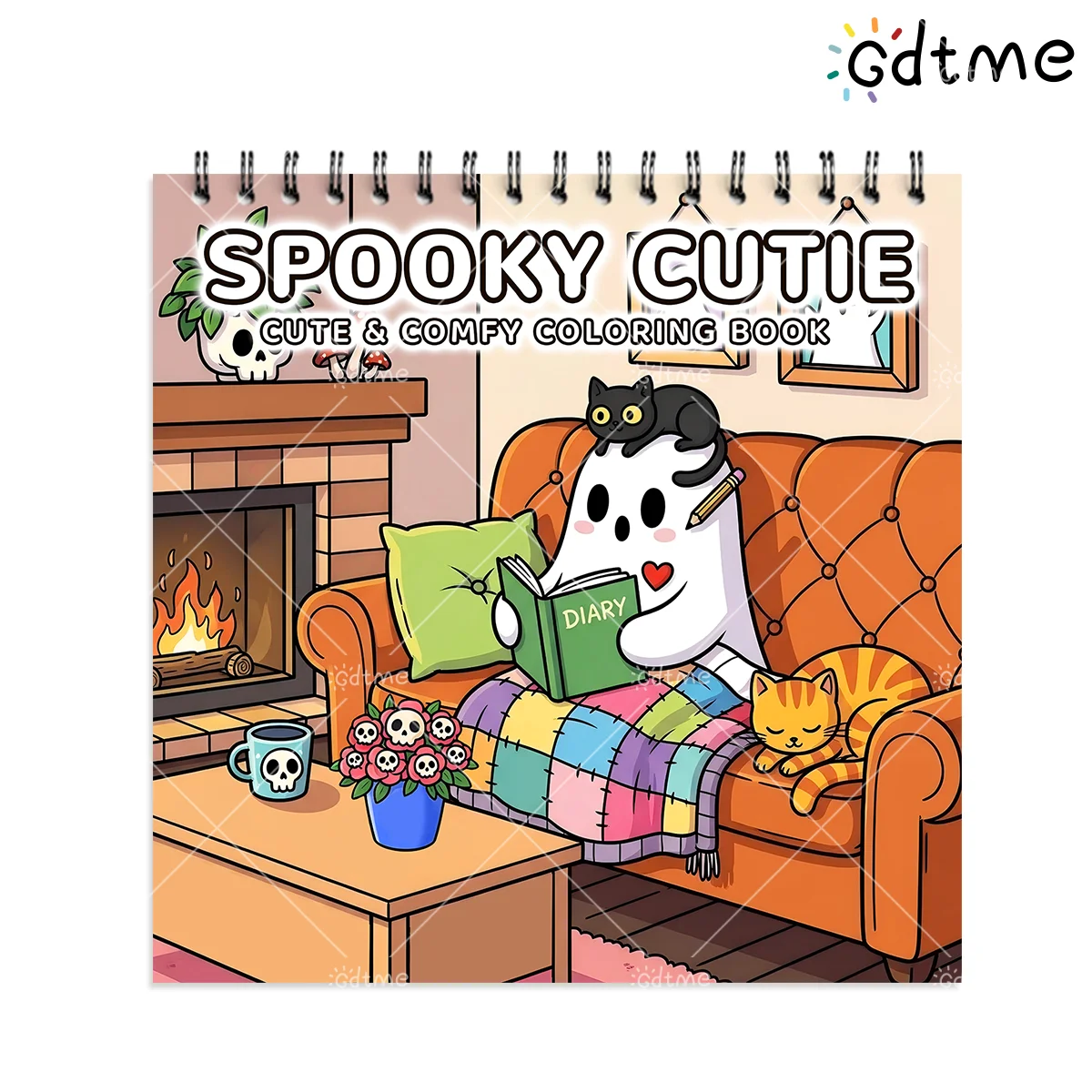 SPOOKY CUTIE كتاب تلوين لطيف ومريح للكبار دوامة ملزمة تخفيف التوتر دهان داي رسم كتاب ألعاب تعليمية للأطفال