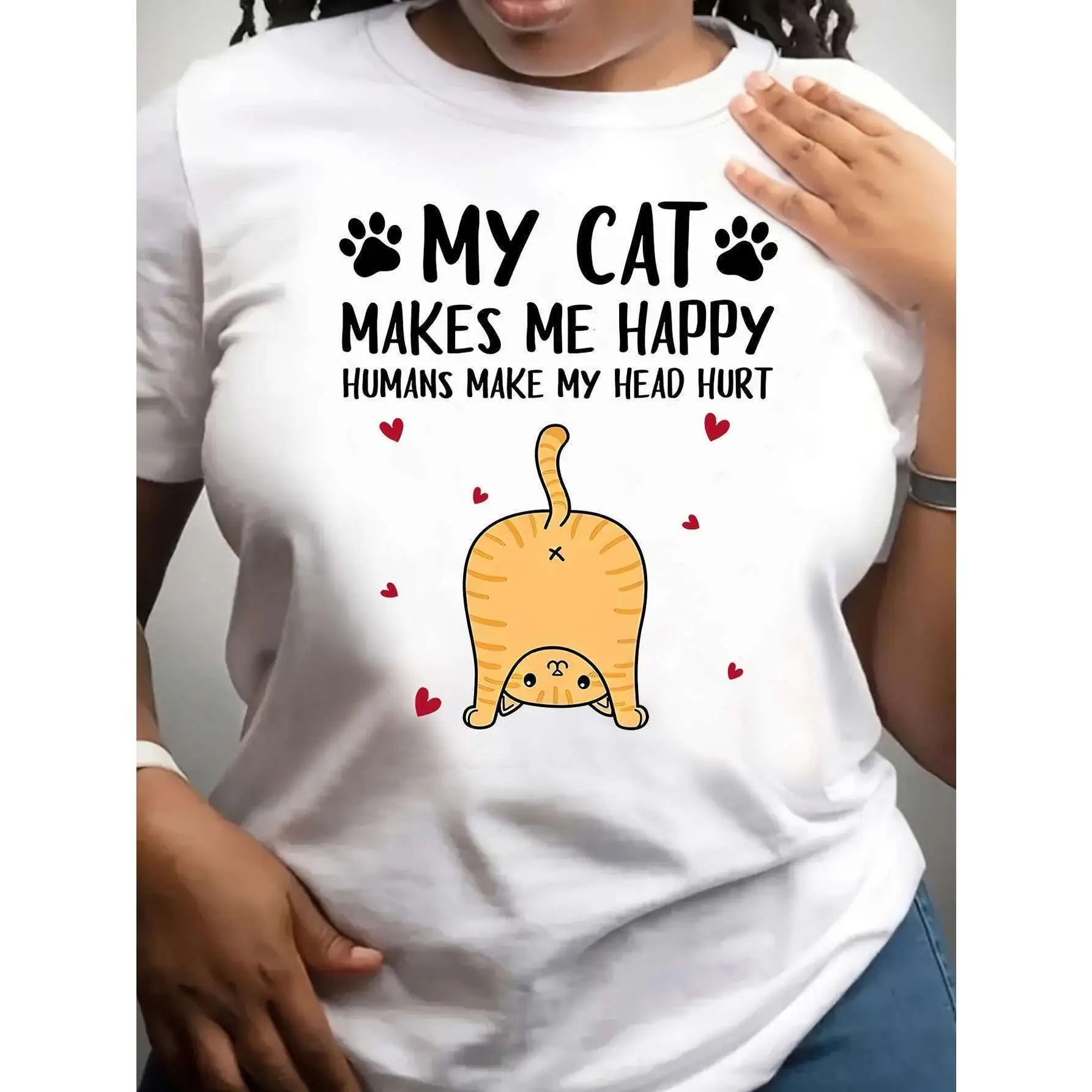

Unisex "My Cat Makes Me Happy" T-Shirt | Funny Kitty Butt Graphic Tee | Anti-Social Pet Lover Humor Gift Top
