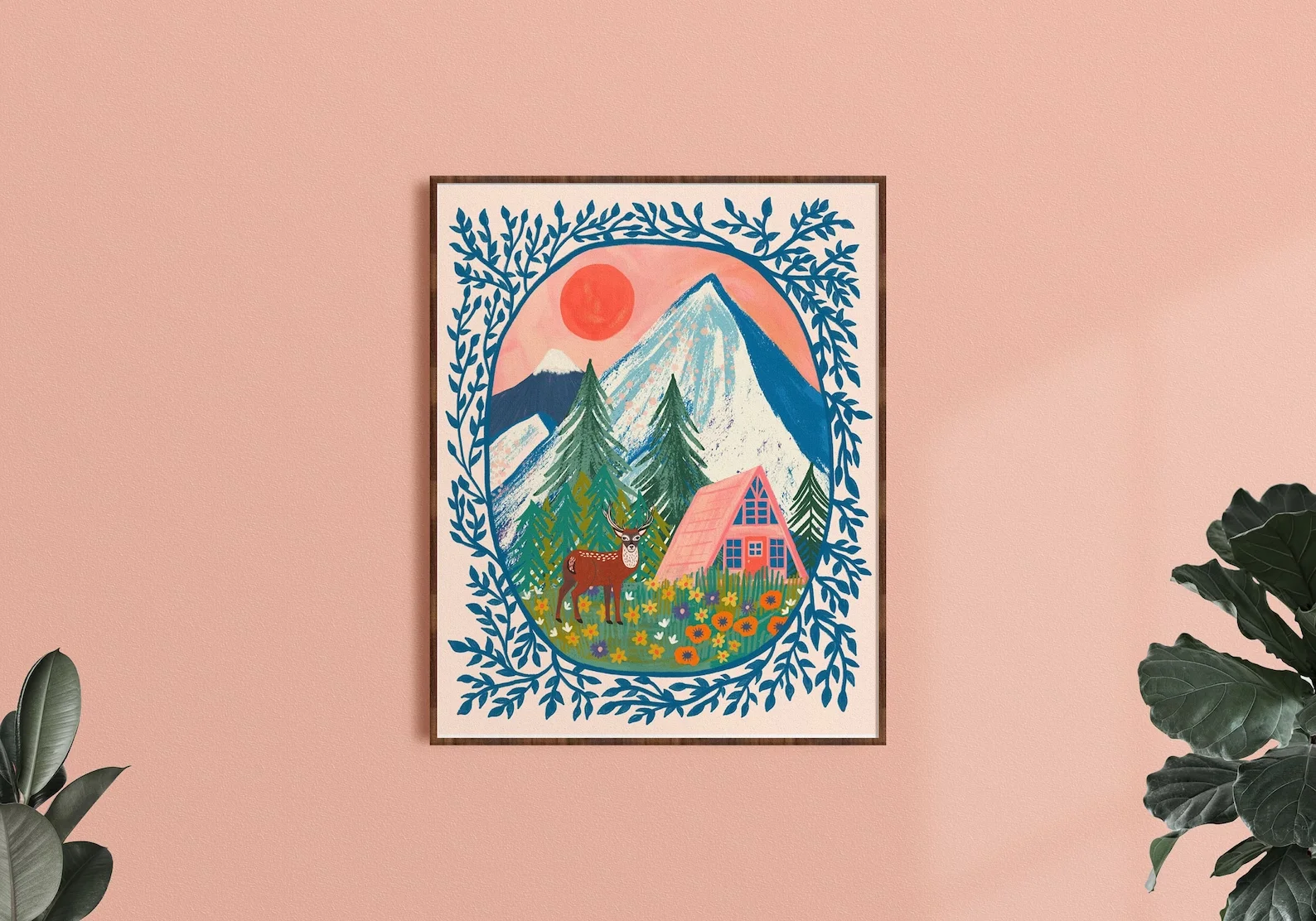 Natur-Wandkunst, Bergkunstdruck, Kinderzimmer-Kunst, Abenteuer-Kinderzimmerkunst, Wildnis-Illustration, Wohnzimmer-Wanddekoration, C