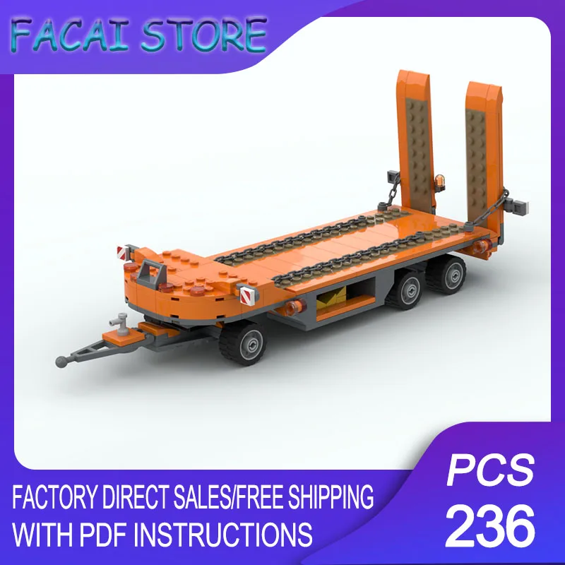 

Urban Trucks Model Moc Building Bricks Low loader Trailer Model Technology Modular Blocks Gift Christmas Toys DIY Set Assembly