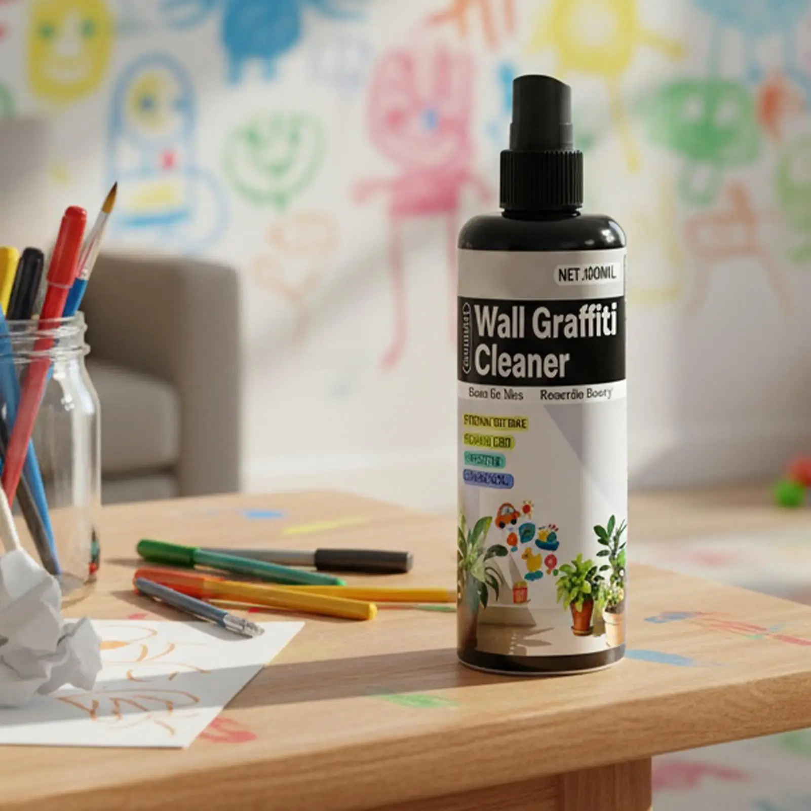 100ml Wall Cleaner Spray Markers Cleaner Paint Stripper Efficient Mold Mildew Stain Eliminator for Interior Cleaning White Wall