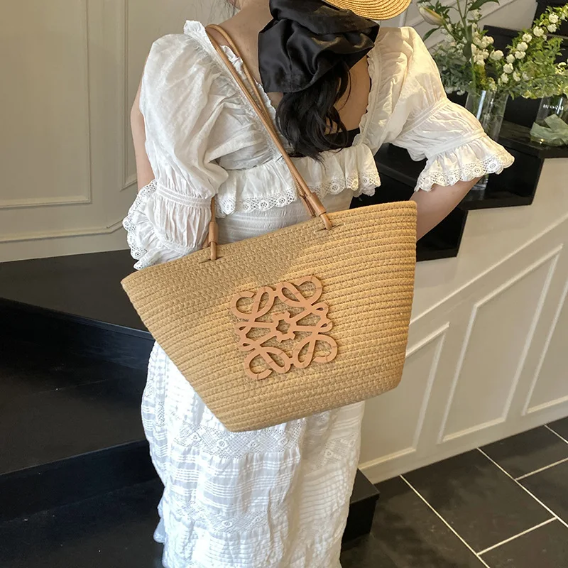 

French Style Women's 2026 Summer Beach Vacation Large Capacity Tote Bag Basket Purse
