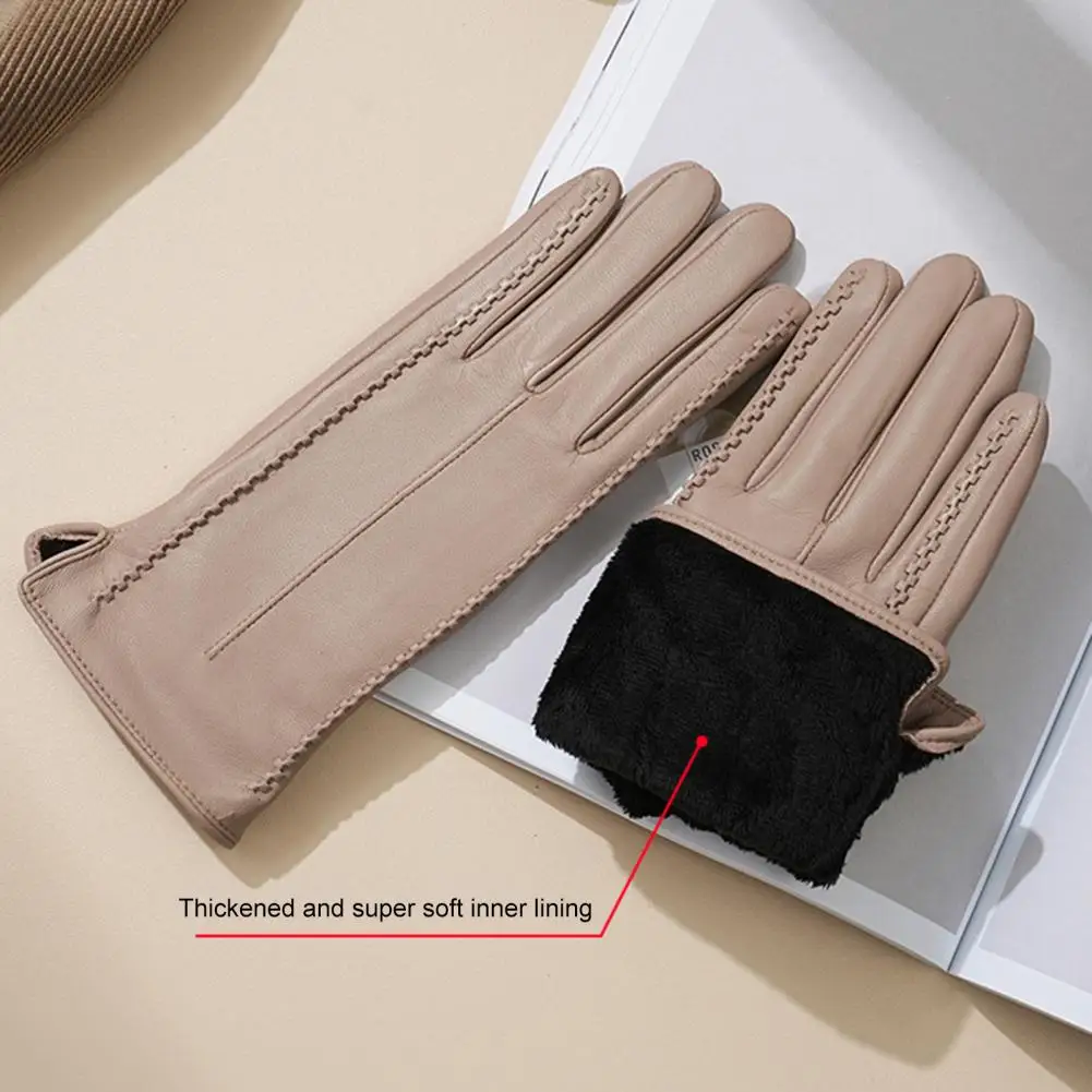 

Touchscreen Gloves Women’s Faux Leather Touchscreen Gloves Thickened Warm Winter Gloves with Soft Lining Full Palm Skiing