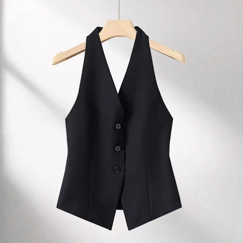 High end neck hanging vest for women fashionable vest stylish and western-style summer new design stylish outerwear suit vest