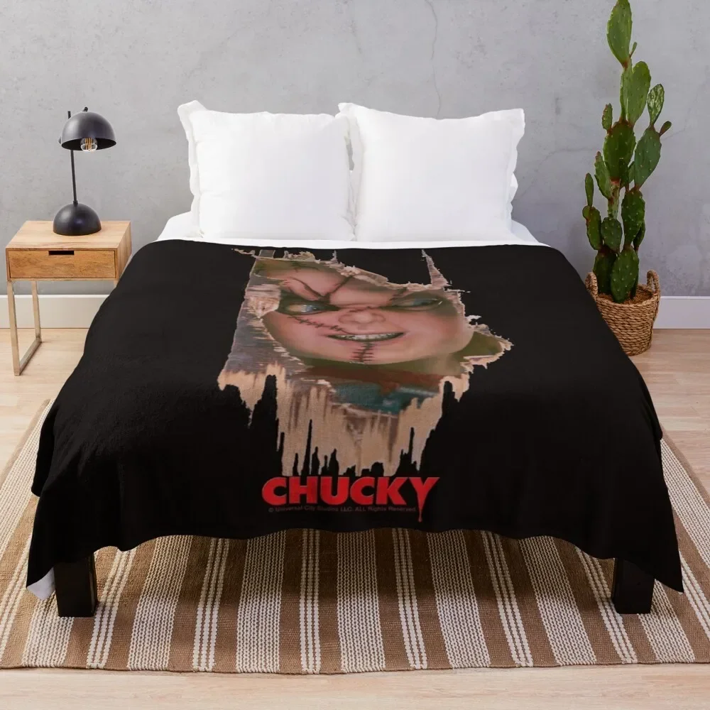 Child's Play Broken Door Here's Chucky Poster Throw Blanket Luxury Designer Plaid on the sofa Beautifuls Fashion Sofas Blankets