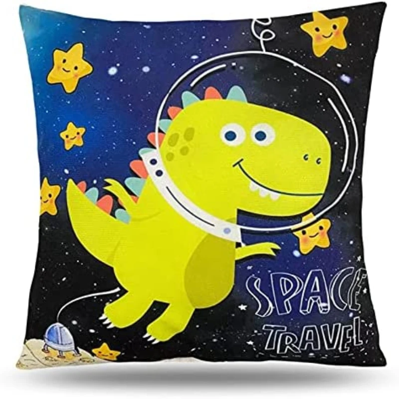 Funny Dinosaur Pillows CaseOuter Space DIno Pillowcases for Pillow for Gift Kids Boy Girl Room Couch Car Sofa Pillow Cover 40x40