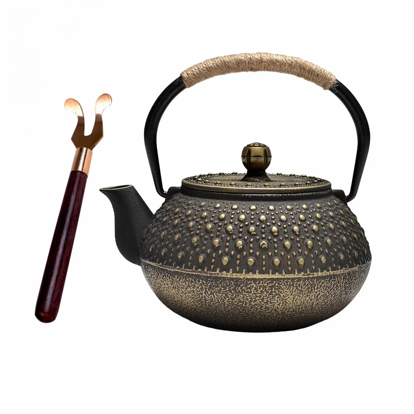 Cast Iron Teapot Rustic Loose Leaf Tea Pot with Teapot Lid Clip for Boiling Hot Water for Family Outdoor Restaurant Home Picnic