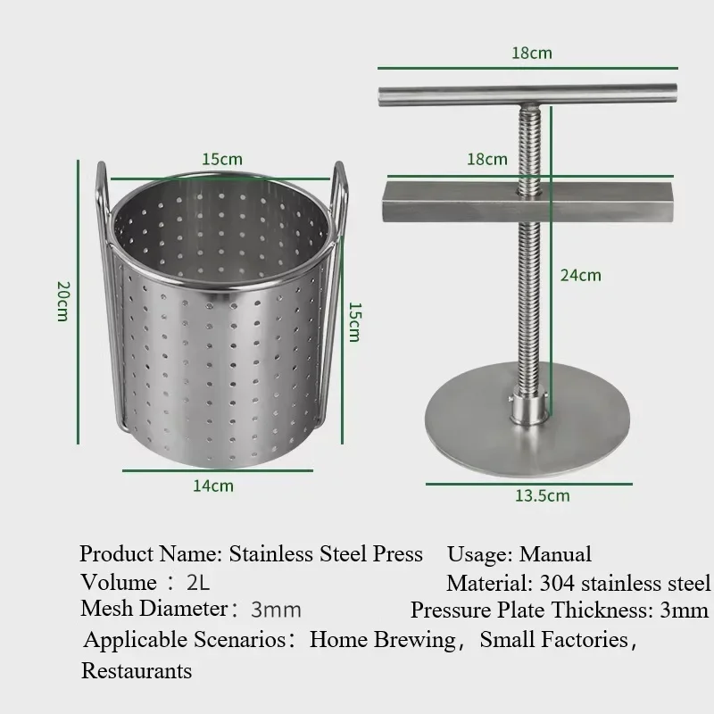 304 Stainlcas Stccl Manual Fruit Juicer Prcss Vegctable Water Extractor Home Brewing Grape Juice Residue Separator