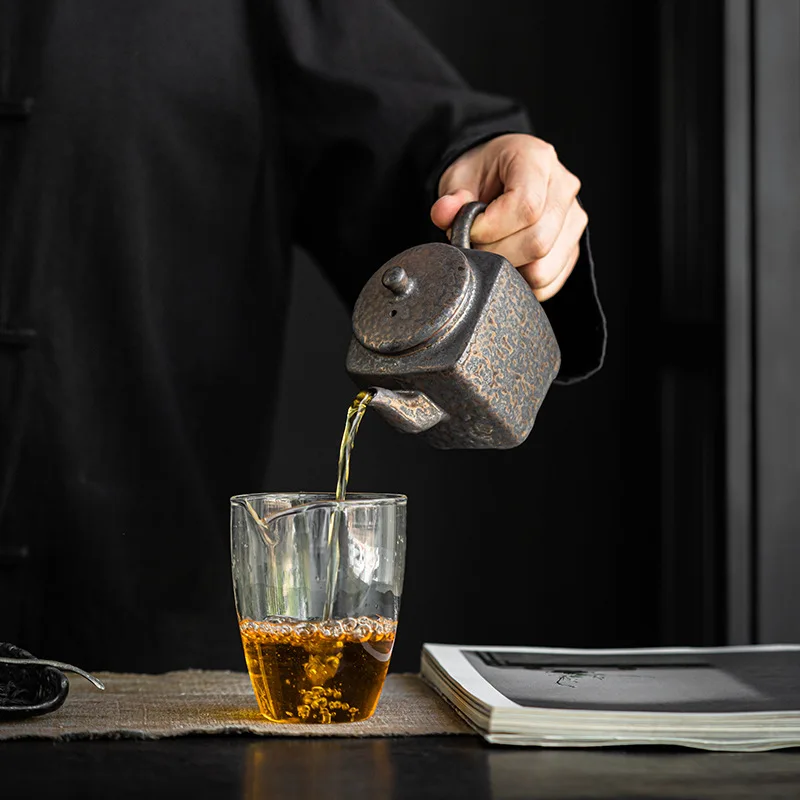 الرجعية مذهب الصدأ المزجج السيراميك الشاي وعاء اليدوية مكافحة تحرق الشاي صانع غطاء وعاء وعاء غلاية صغيرة مع فلتر الكونغ فو الشاي مجموعة هدية #6