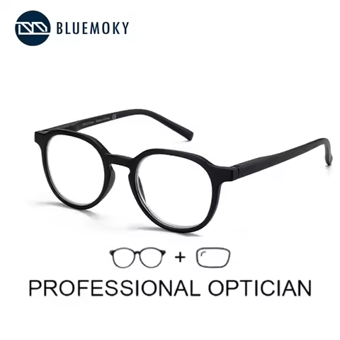 BLUEMOKY Retro Round Prescription Eyeglasses Men Women Fashion Progressive Glasses Anti-Blue Light Myopia Hyperopia Eyewear