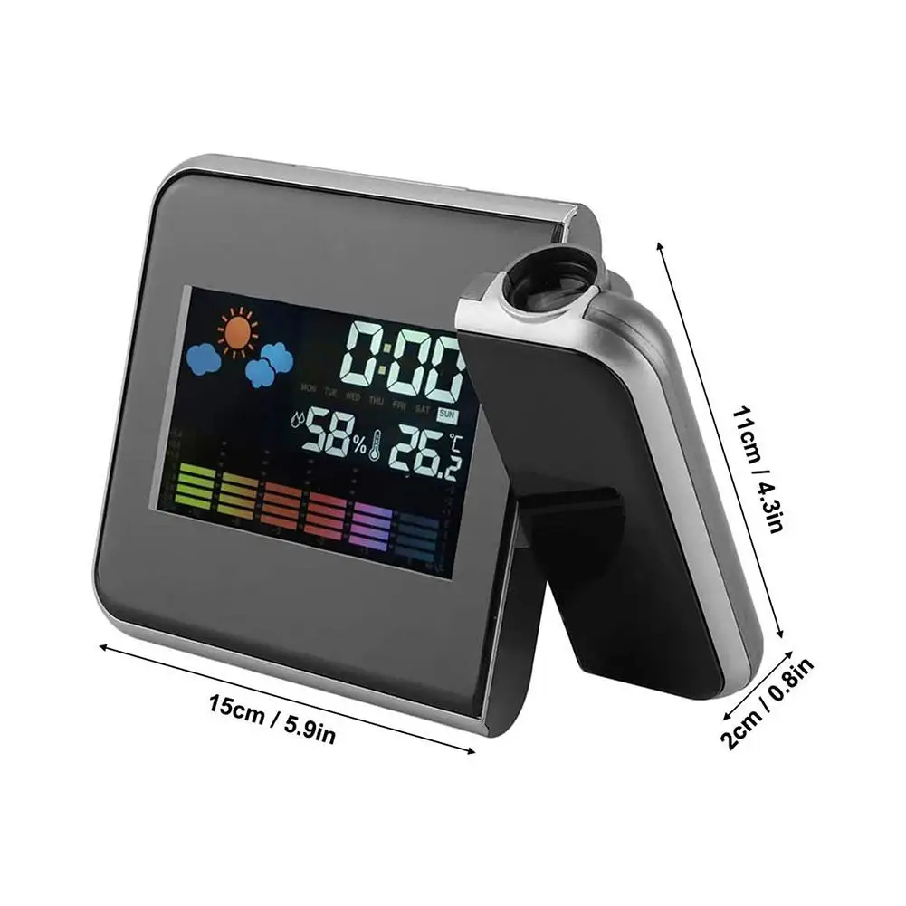 Intelligent Projection LED Color Screen Alarm Clock with Weather Forecast Alarm Clock Suitable for Bedroom Home Decoration view 6