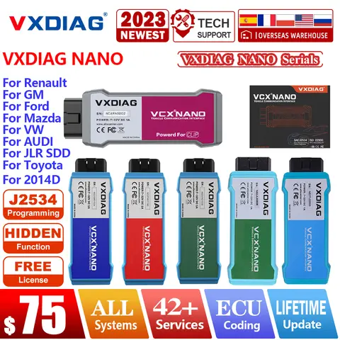 VXDIAG NANO Full Systems Diagnostic OBD2 Scanner ECU Coding for Renault for GM for JLR for VW for Ford for Toyota VCX Scanner