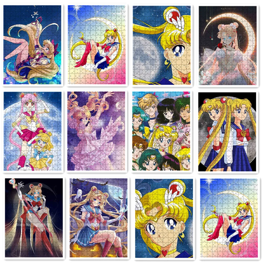 Sailor Moon Jigsaw Puzzle 300/500/1000 Pcs Beauty Girl Puzzle Educativo Intellettuale Decompressione Divertente Gioco Adulti Bambini Regalo