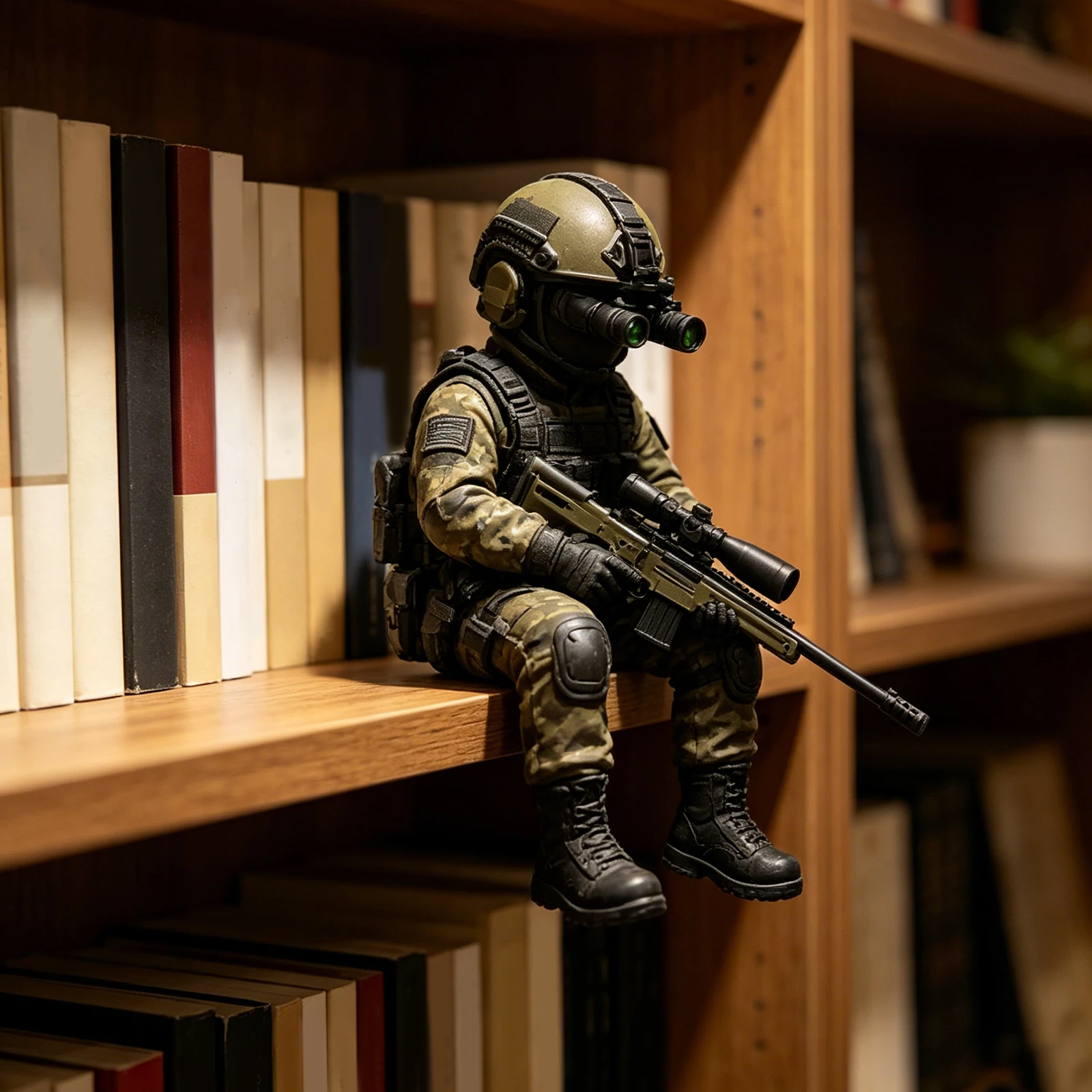Tactical Mini Soldier Figurine Exquisite Craftsmanship Special Forces Statue for Household Adults Men Indoors Bedroom Use