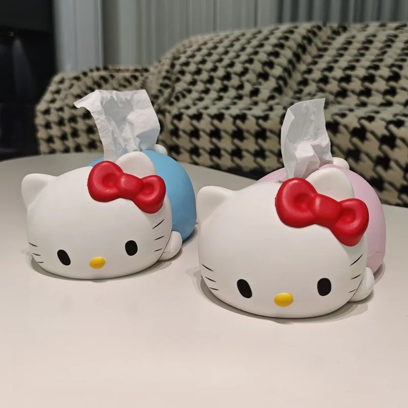 

Hot Cute Hello Kitty Series Tissue Box Cartoon Character Exquisite Creativity Desktop Napkin Storage Box Household Goods