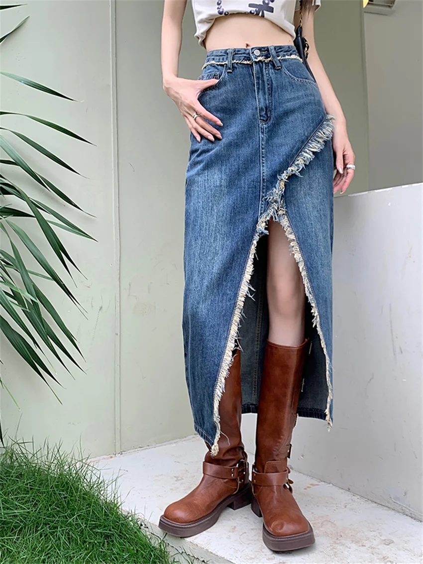 

Alien Kitty S-XL Women Long Skirts High Waist Slim Bodycon Autumn Party Stylish Sexy 2023 Denim Streetwear Daily Slim New