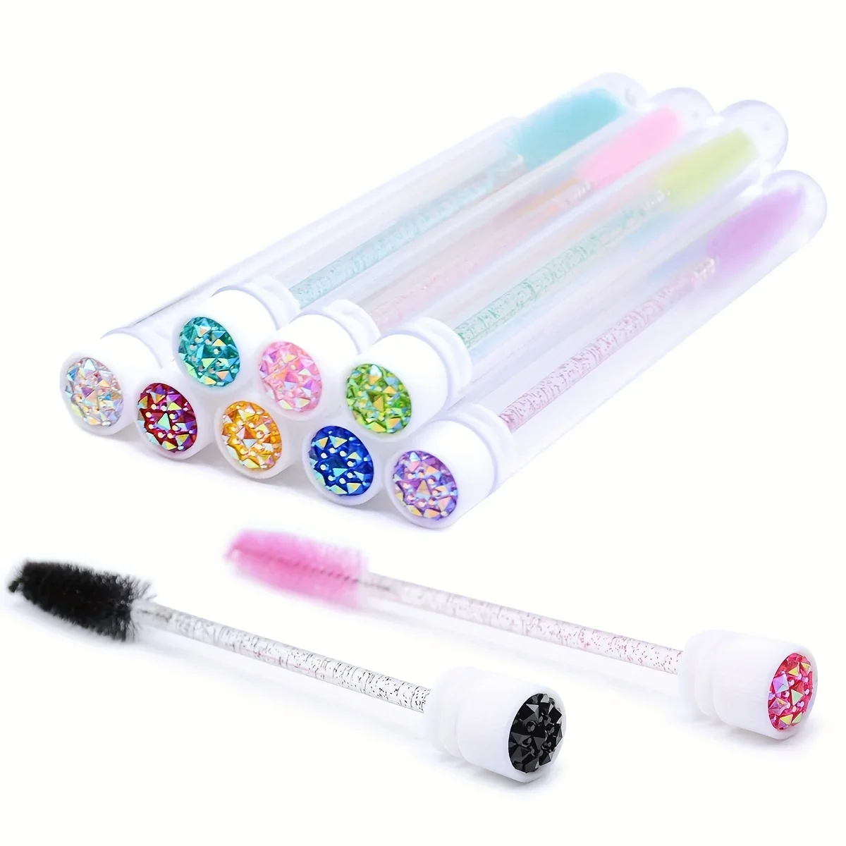 10PCS Lash Extension Brush Set - Tube Mascara Wands + Brow Combs, Disposable Makeup Tools for Salon & Home Use